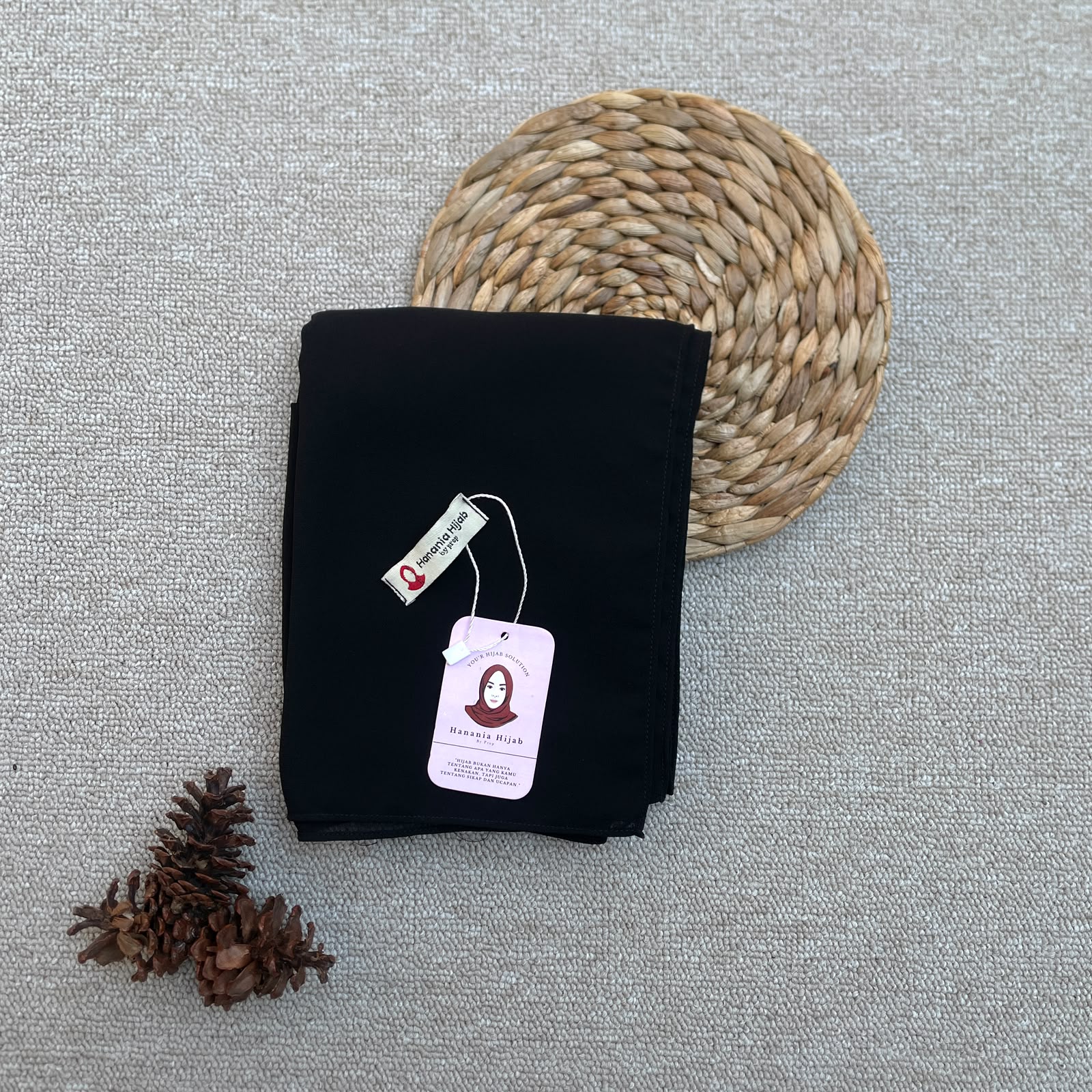 Hanania Hijab - Aura Khiban French Square Segiempat Tali Size M | Khimar Bandana Ceruty Babydoll