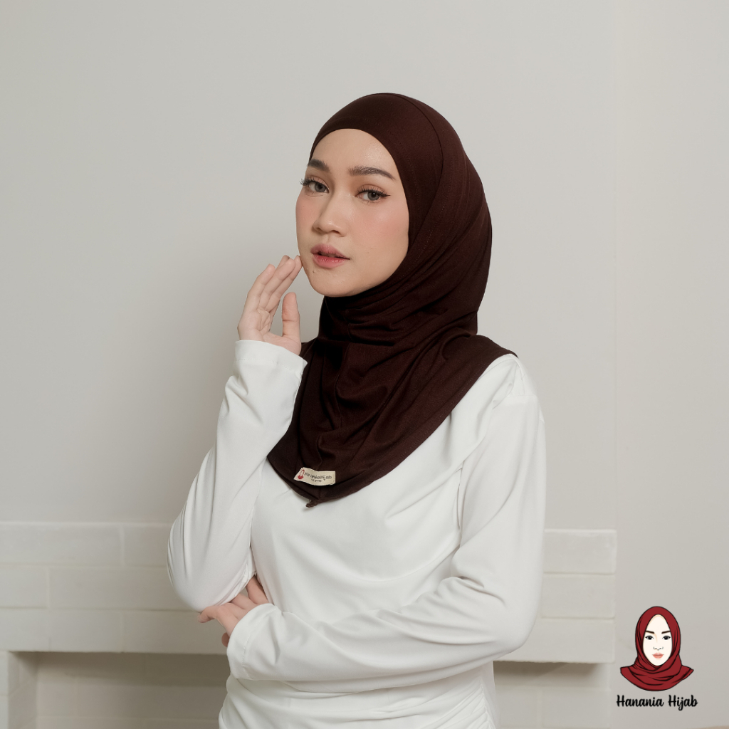 Hanania Hijab - Bergo Instan Padel Size M Karet Dagu Softpad Rayon Airflow Cooltech | Bego Kaos Daily Sporty