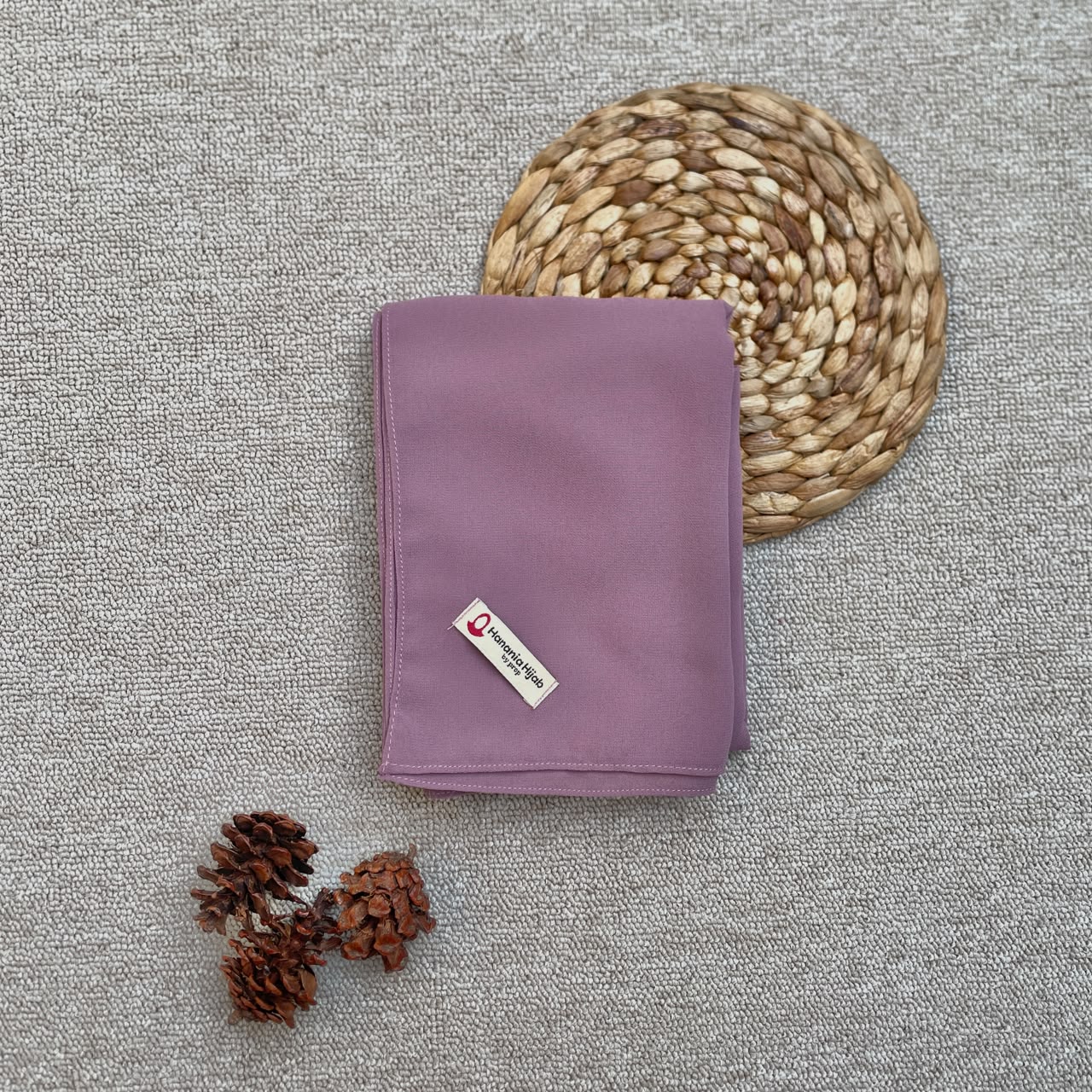 Hanania Hijab - Aura Khiban French Square Segiempat Tali Size M | Khimar Bandana Ceruty Babydoll