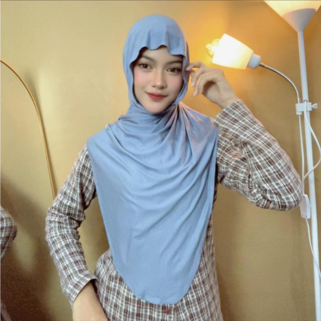 Hanania Hijab Lavia Hijab Instan Bergo Meleyot Plus Inner 2In1 Size L Kaos Rayon Cooltech