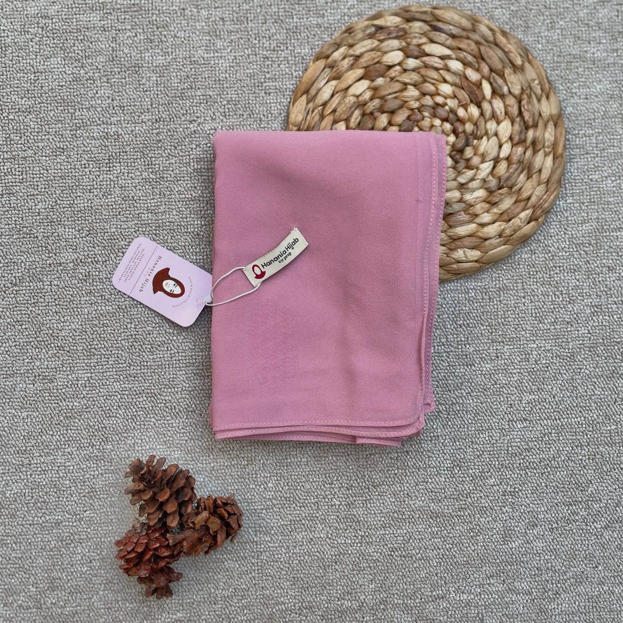 Hanania Hijab - Aura Khiban French Square Segiempat Tali Size M | Khimar Bandana Ceruty Babydoll
