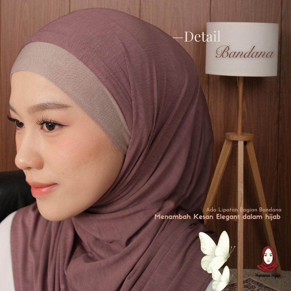 Hanania HIjab - Savira Bergo Instan Bandana Two Tone Size S Rayon Bamboo | Bergo Bandana Kombinasi