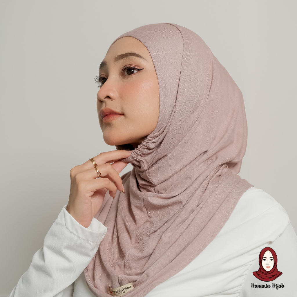 Hanania Hijab - Bergo Instan Padel Size M Karet Dagu Softpad Rayon Airflow Cooltech | Bego Kaos Daily Sporty