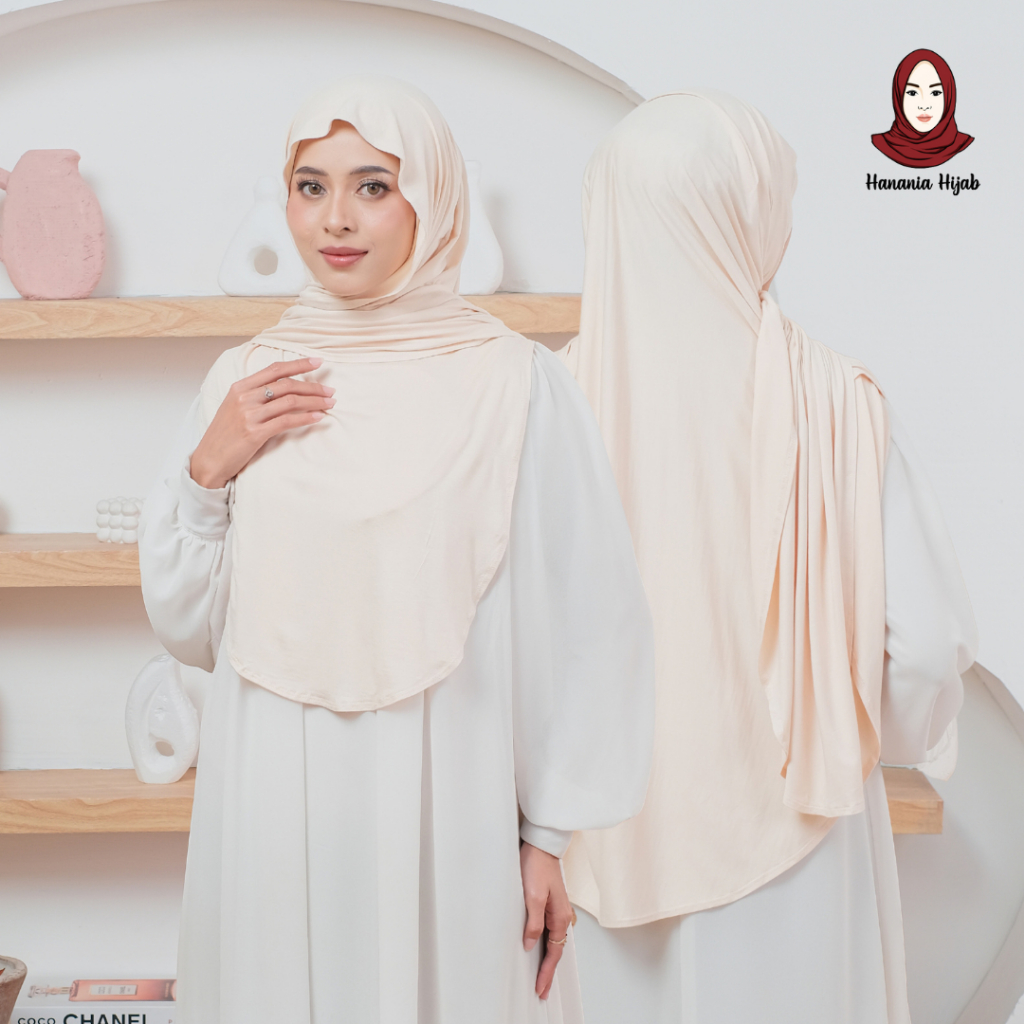 Hanania Hijab Zhia EXTRA LARGE Pashmina Oval Inner Leher Jumbo Syar'i Kaos Rayon Cooltech | Pashmina