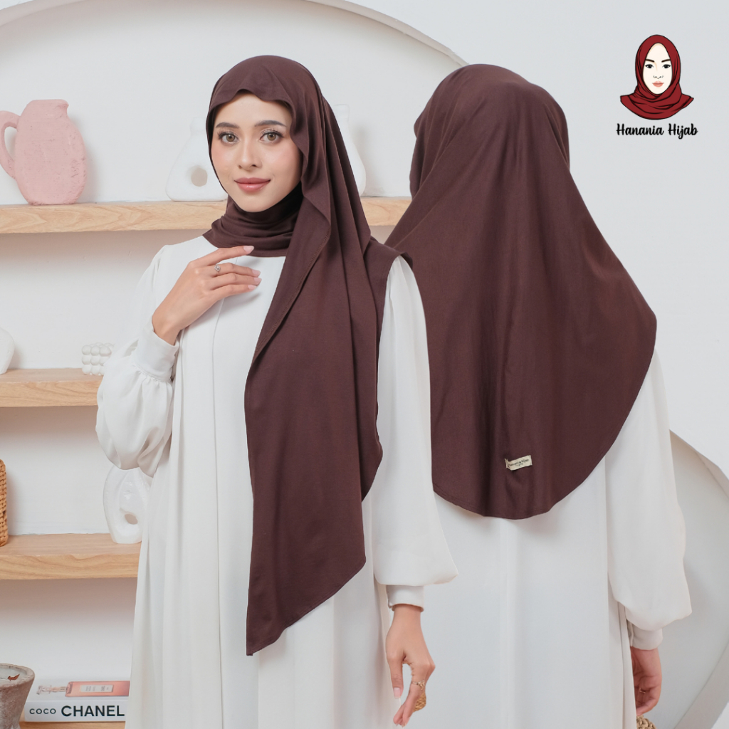 Hanania Hijab - Clara Pashmina Kaos Oval Rayon Premium | Pashmina Oval Meleyot Bahan Cotton Rayon
