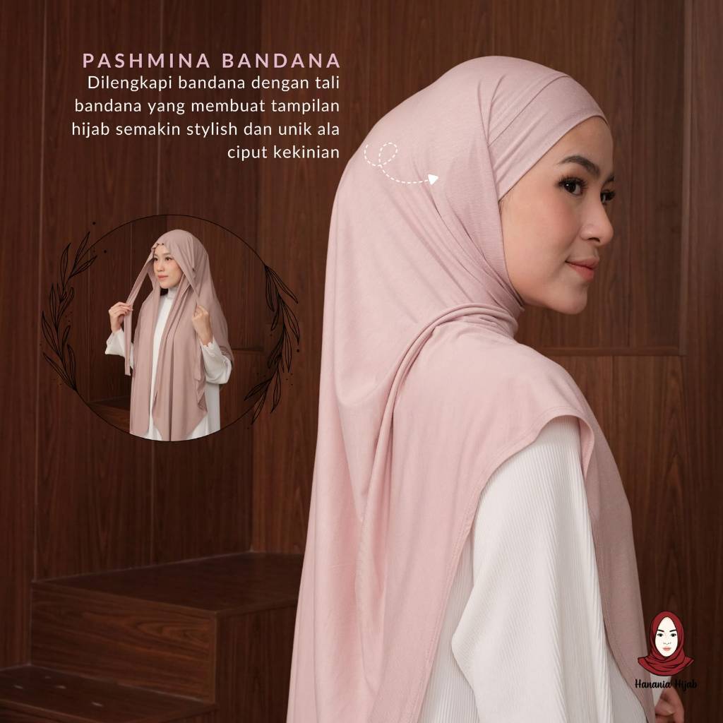 Hanania Hijab - Aldera Pashban Pashmina Bandana Kaos Oval Tali Syar'i Rayon Cooltech Premium | Pashmina Bandana Oval Kaos Rayon Cooltech