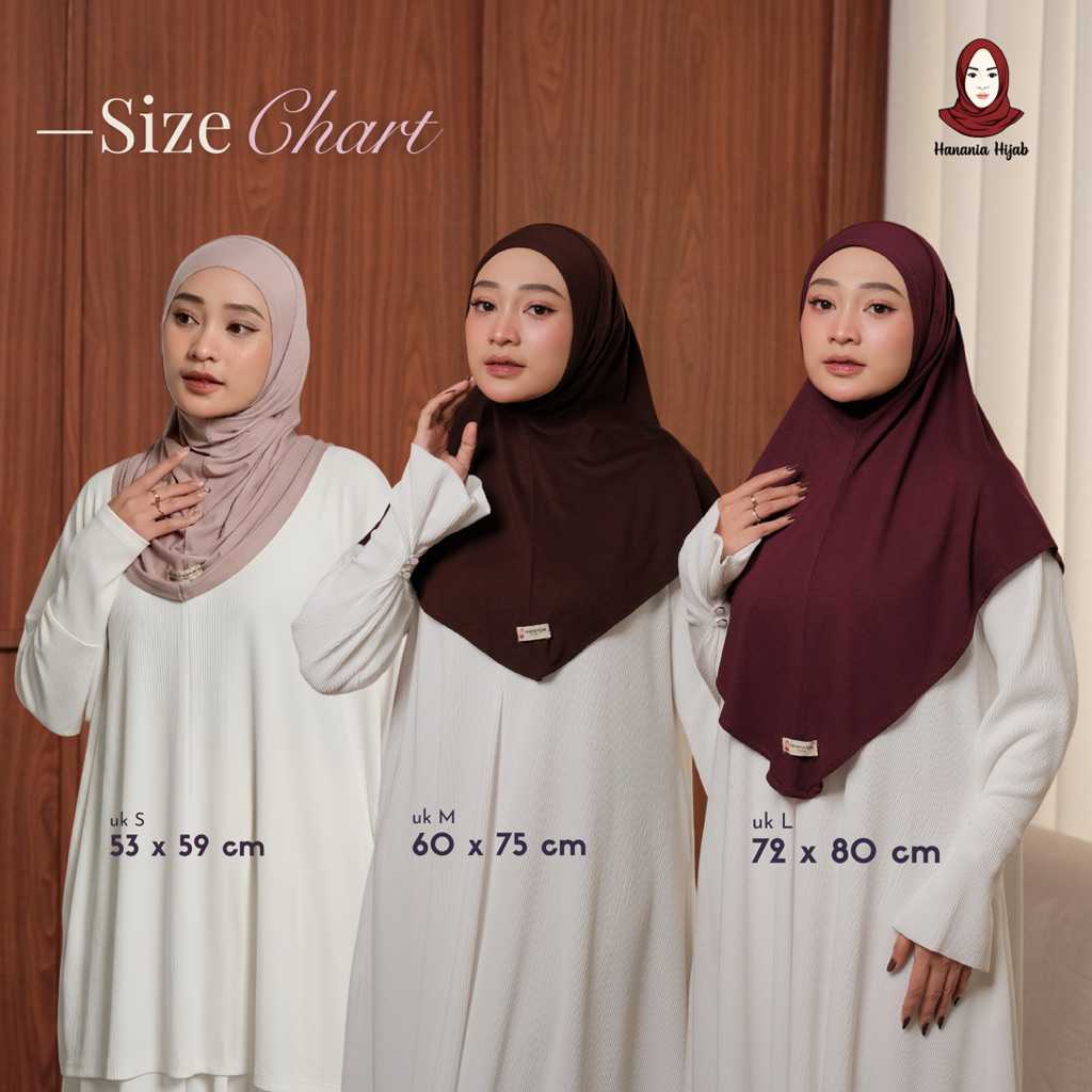 Hanania Hijab - Bergo Instan Padel Size M Karet Dagu Softpad Rayon Airflow Cooltech